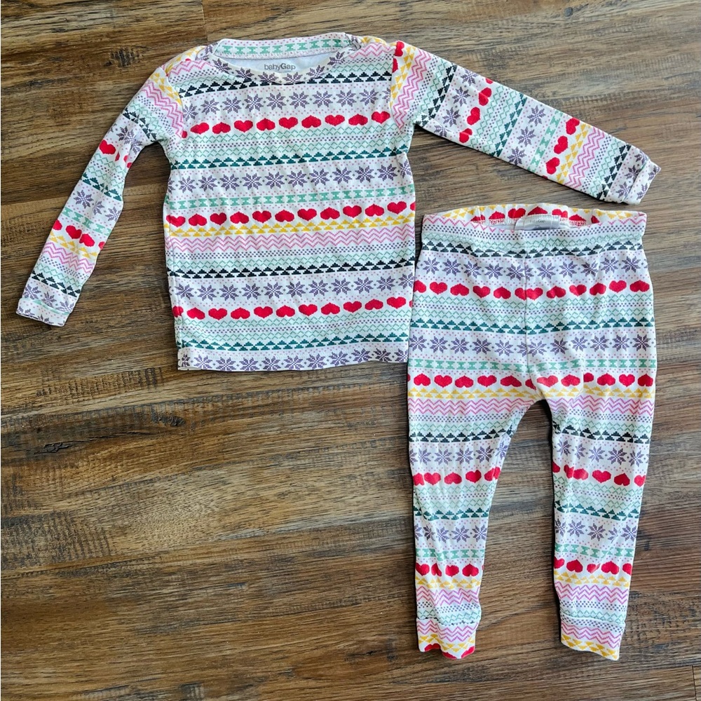 Baby Gap Holiday Fair Isle Print Long Sleeve Cotton Pajama Set, 18-24m